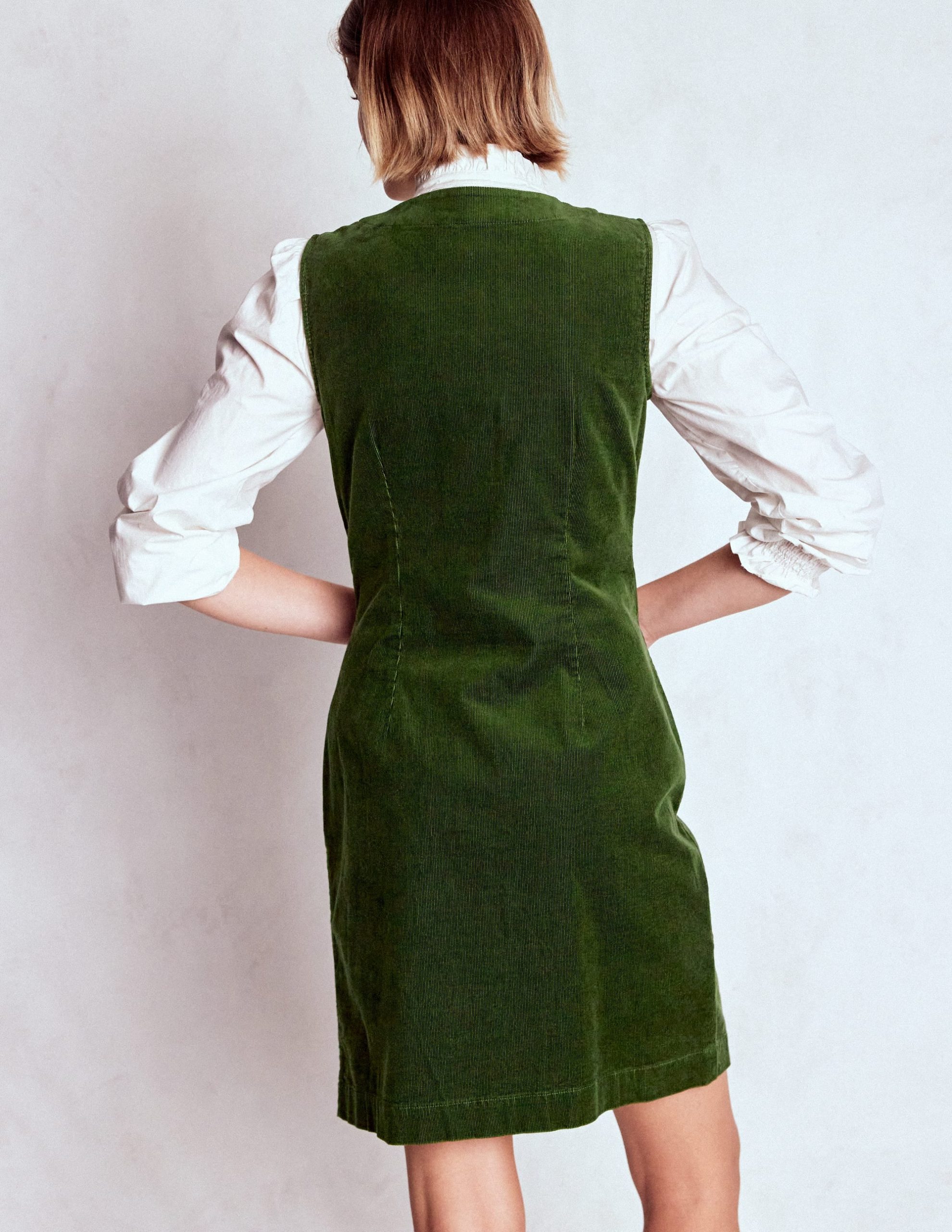 Evelyn Cord Shift Dress-Green Fir - Image 4