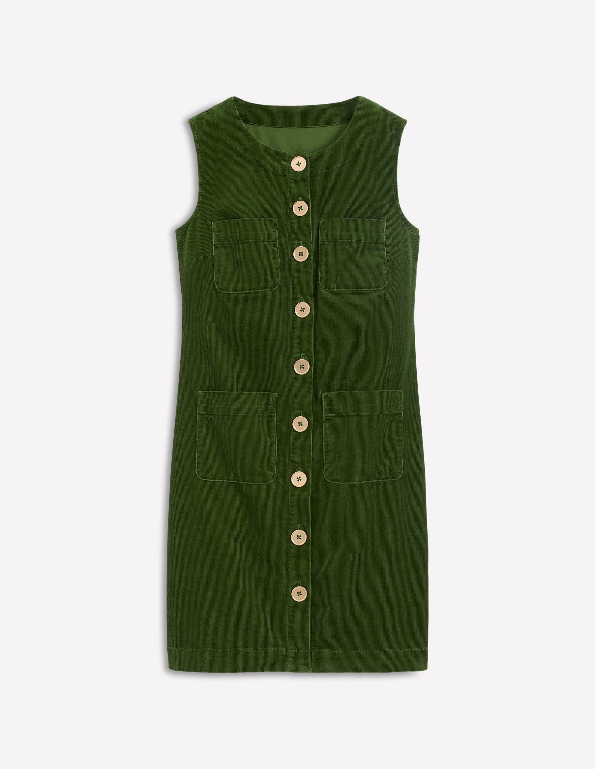 Evelyn Cord Shift Dress-Green Fir - Image 6