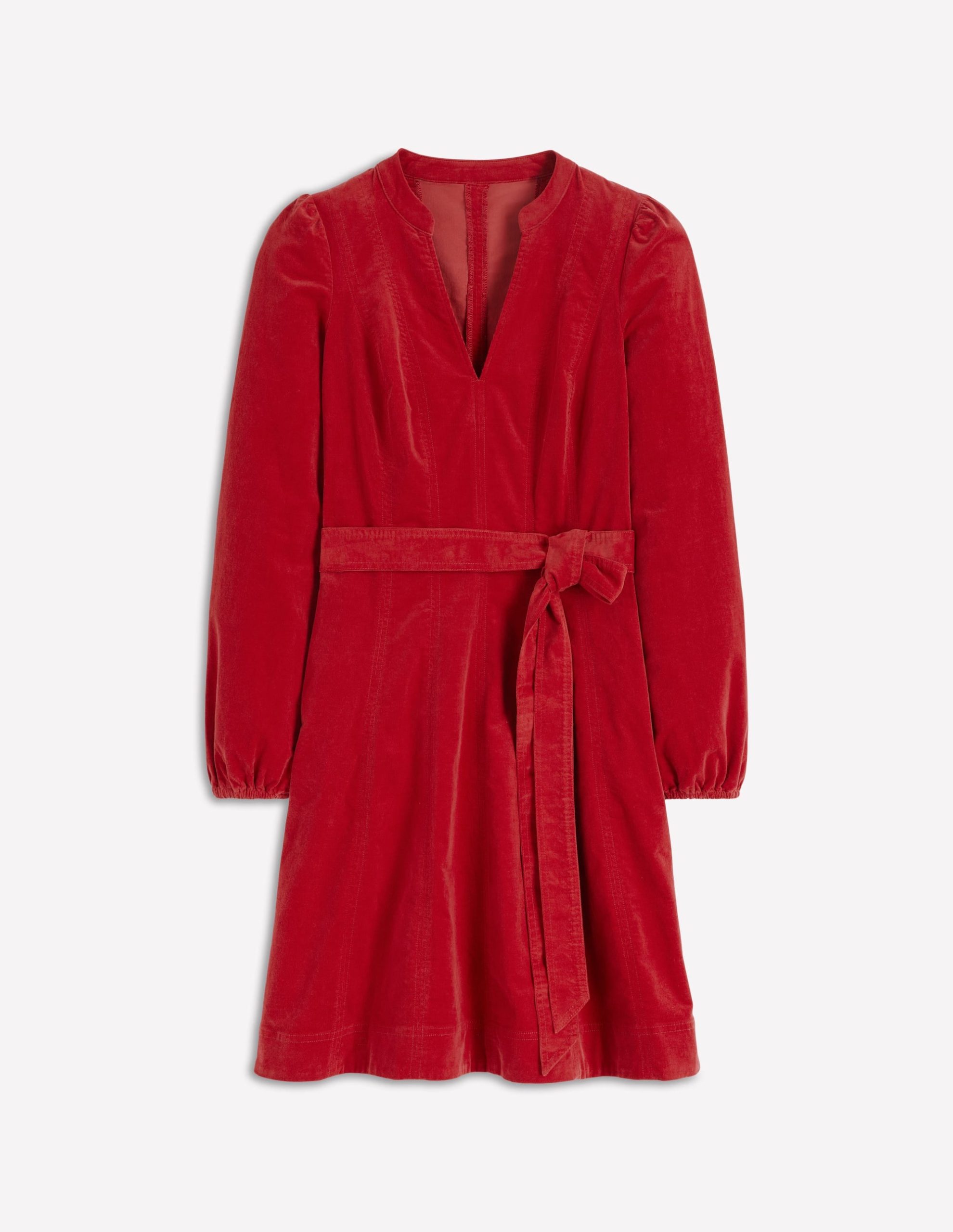 Ros Panelled Cord Short Dress-Crimson Red - Image 7