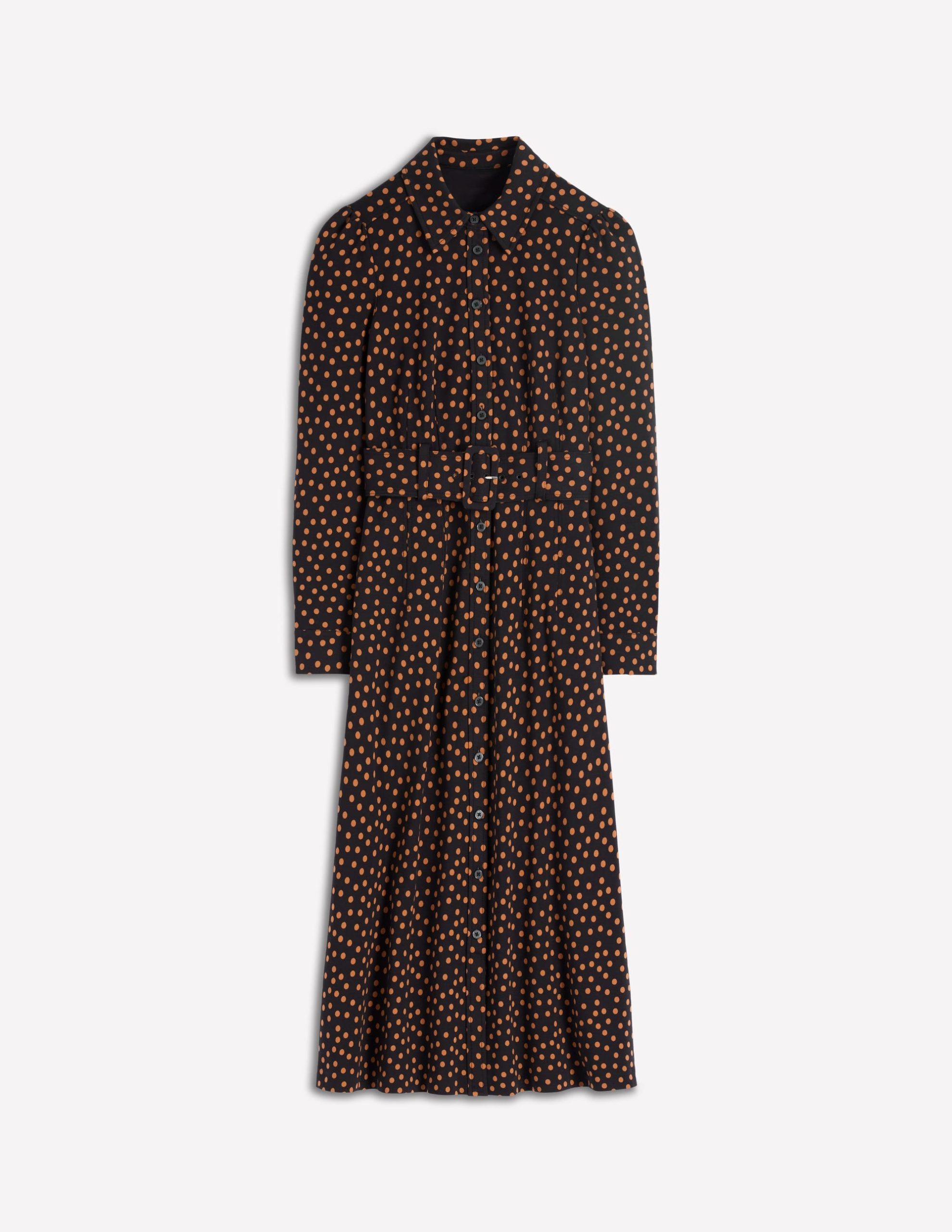 Anita Long Sleeve Shirt Dress-Black. Painted Dot - Image 6