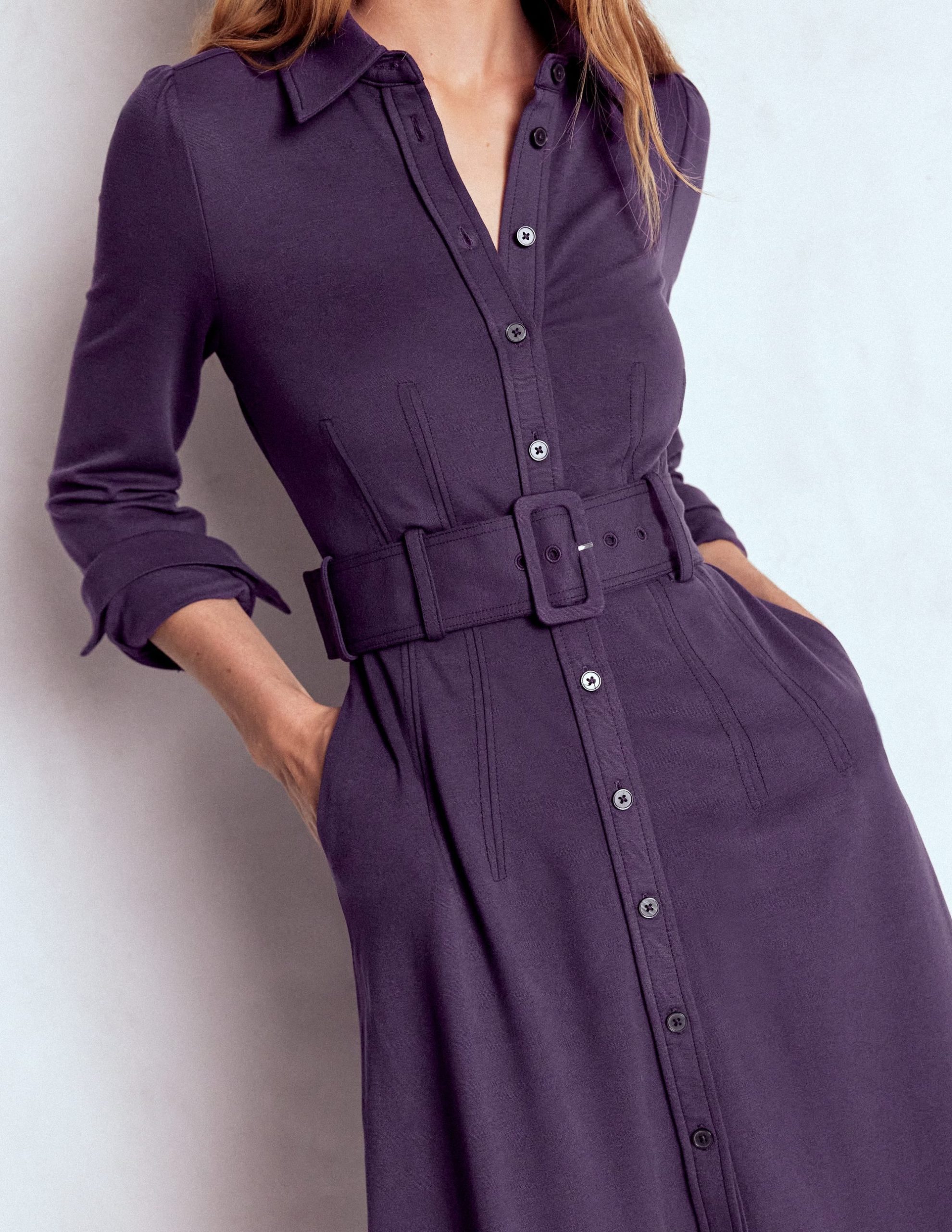 Anita Long Sleeve Shirt Dress-Blackberry - Image 6