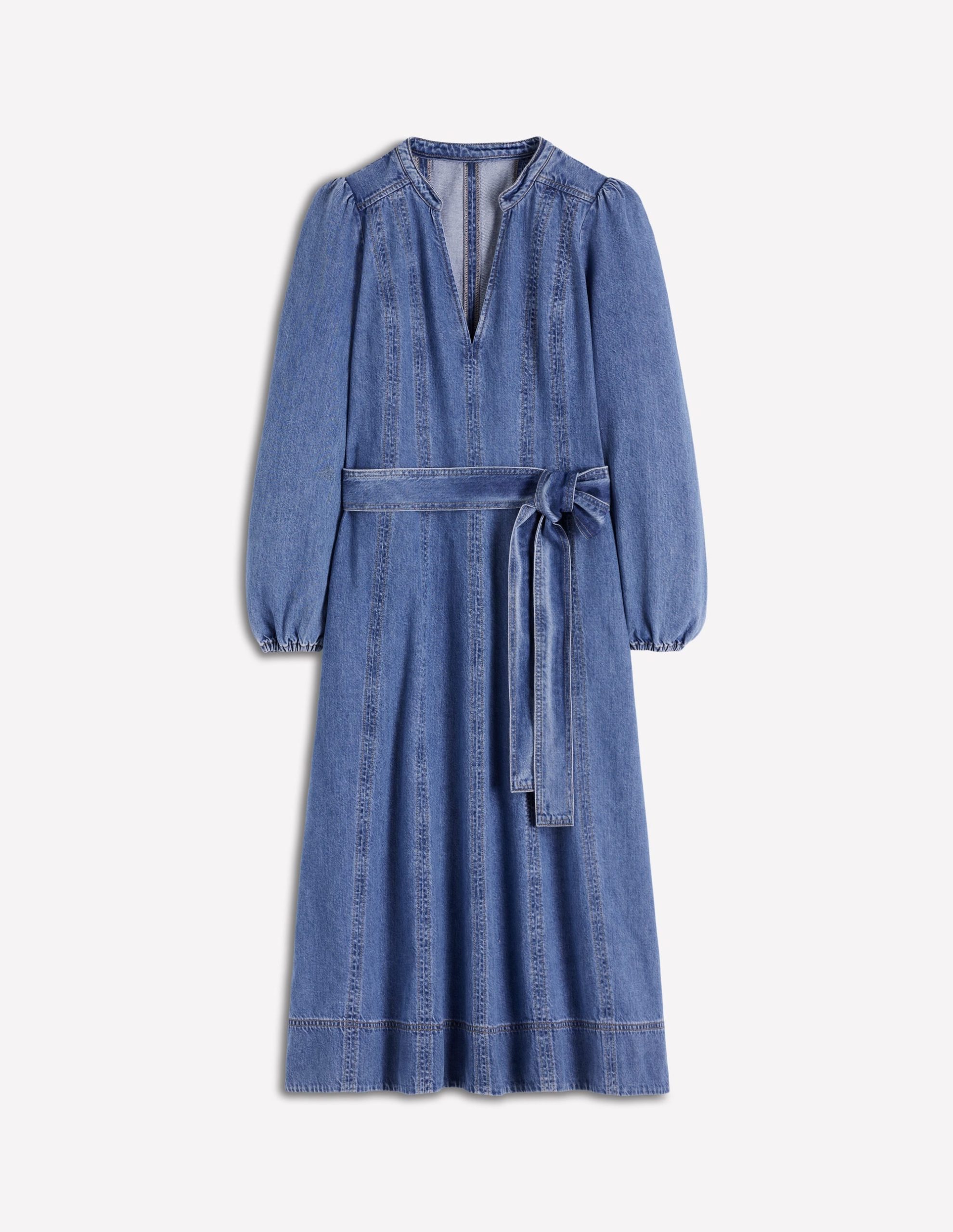 Flared Panel Denim Dress-Mid Vintage - Image 6