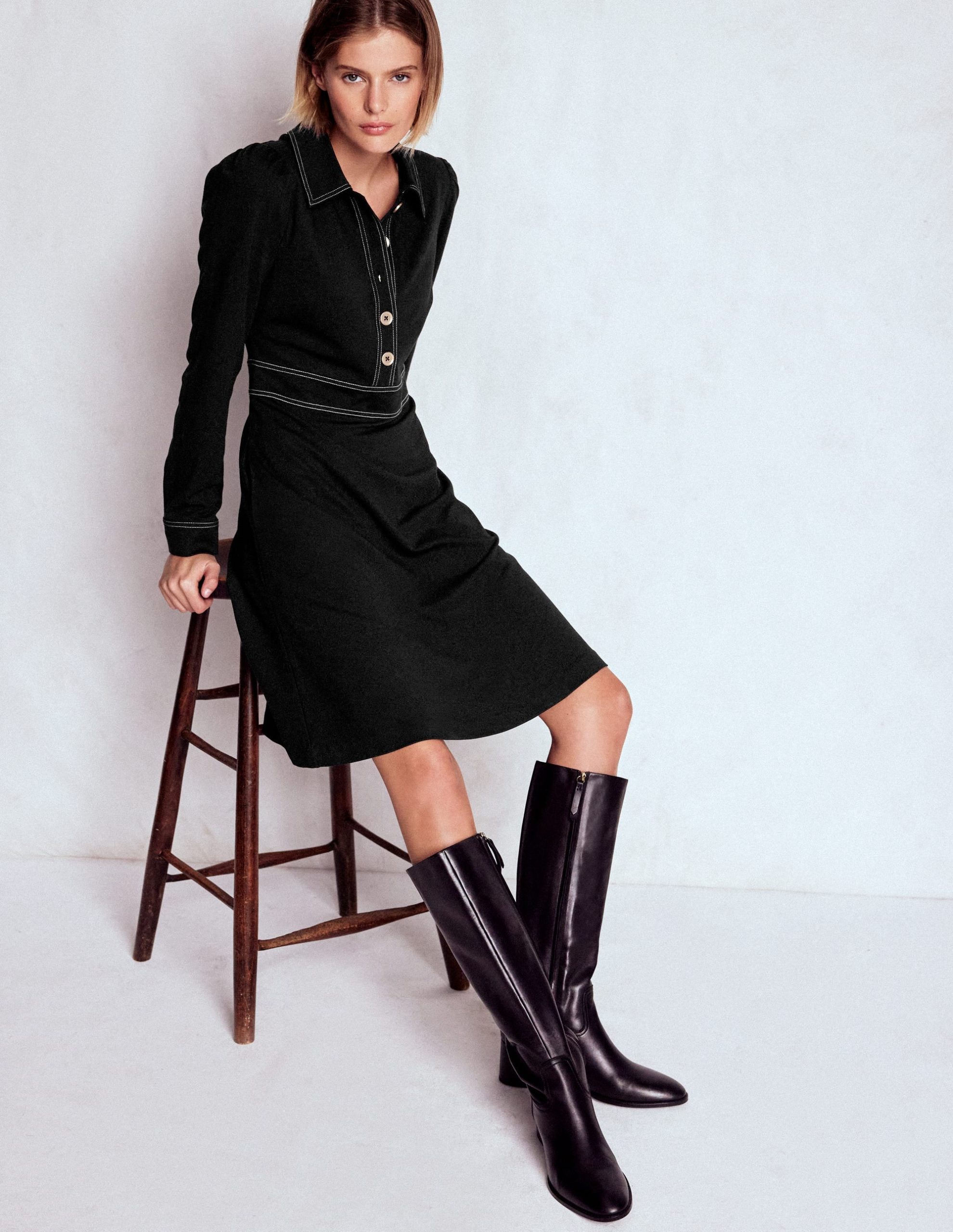 Nicolette Long Sleeve Dress-Black