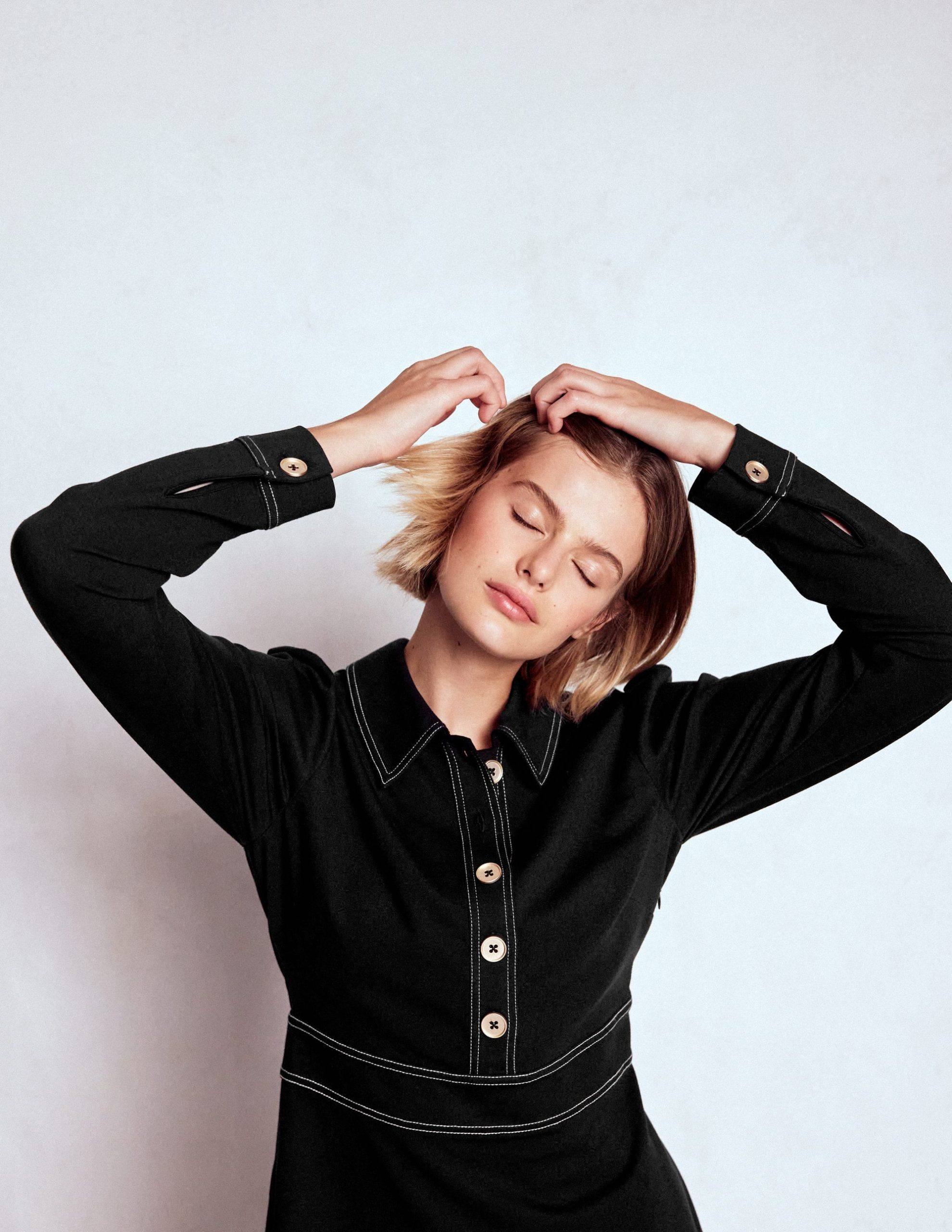 Nicolette Long Sleeve Dress-Black - Image 5