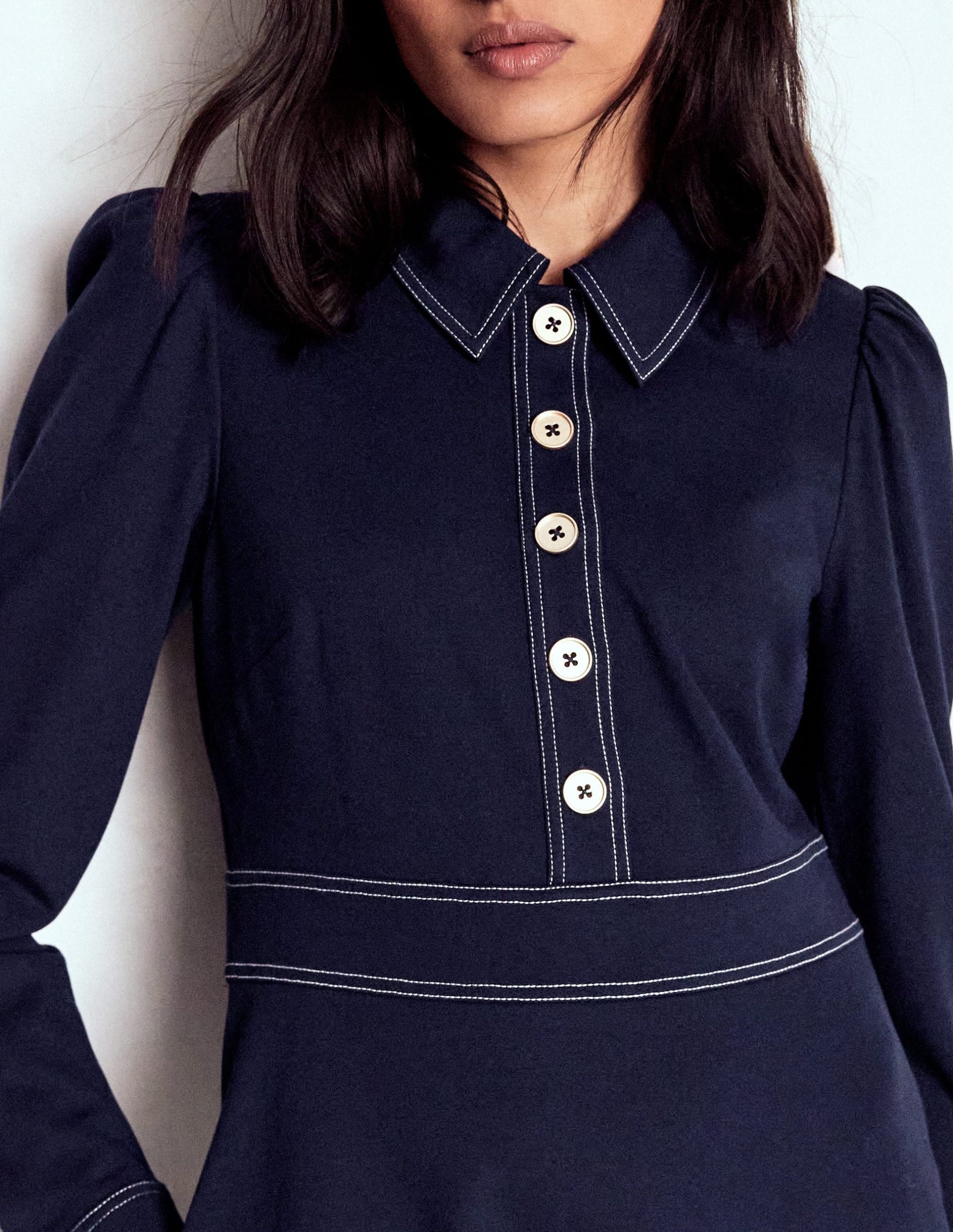 Nicolette Long Sleeve Dress-Navy - Image 3