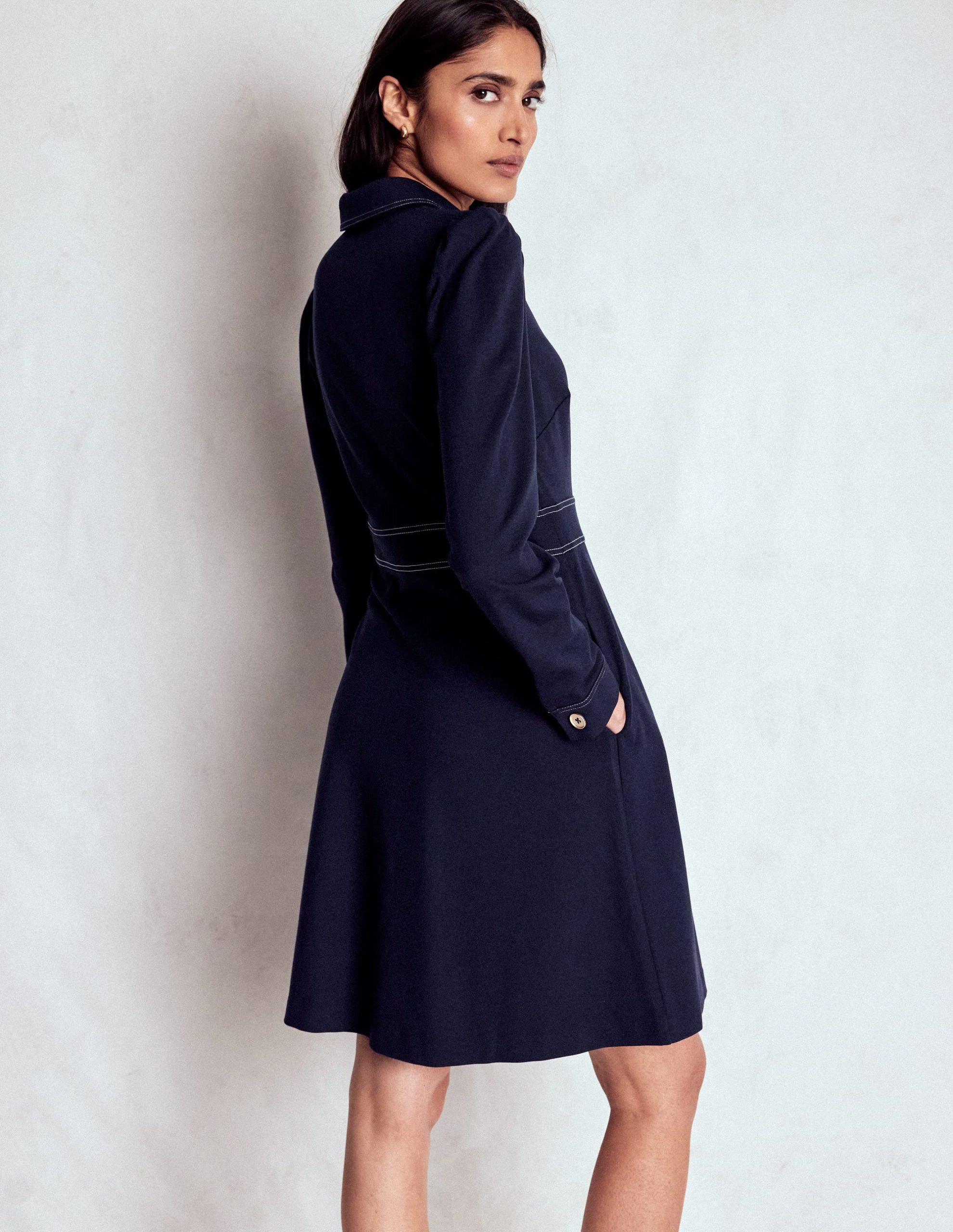 Nicolette Long Sleeve Dress-Navy - Image 4