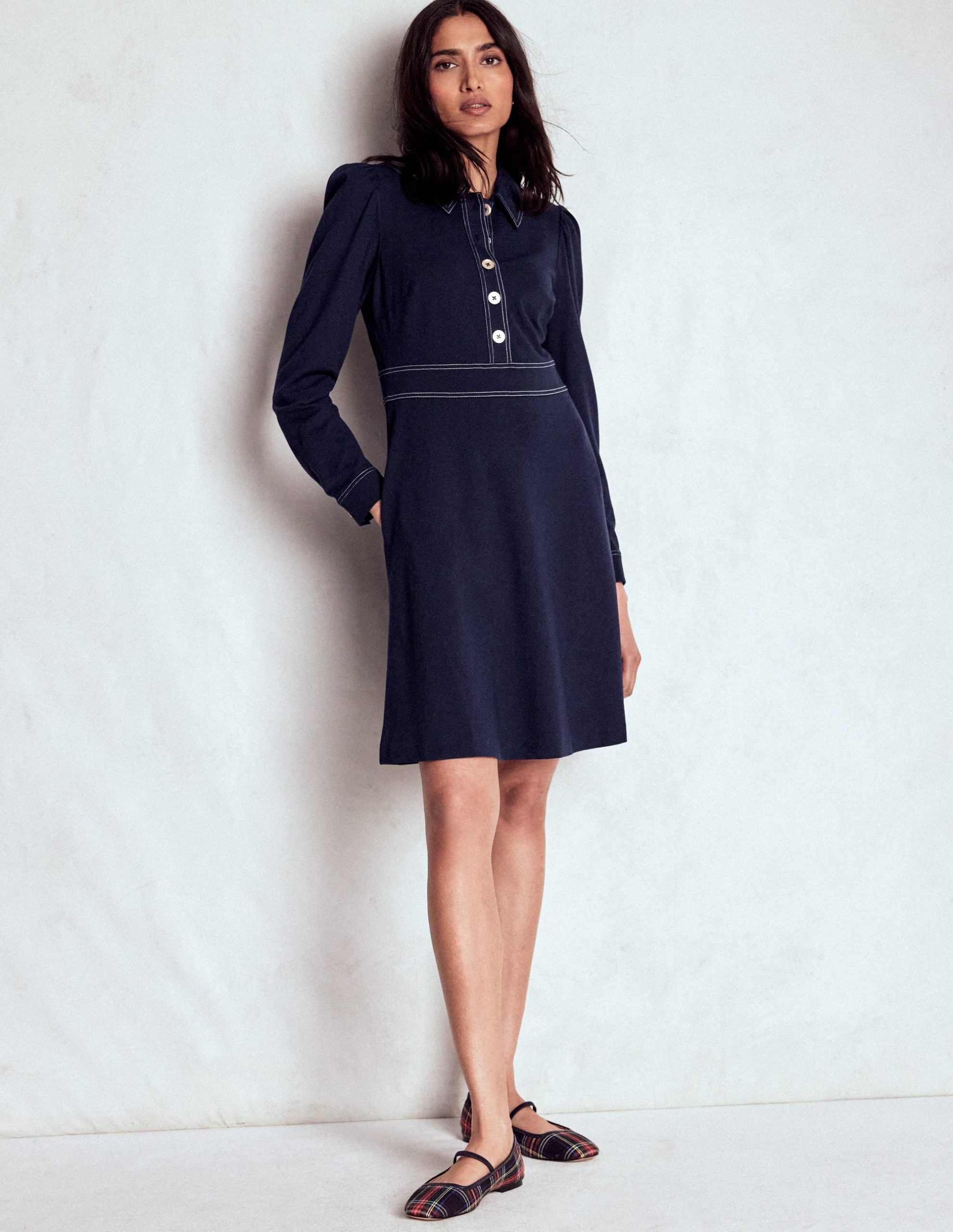 Nicolette Long Sleeve Dress-Navy - Image 5