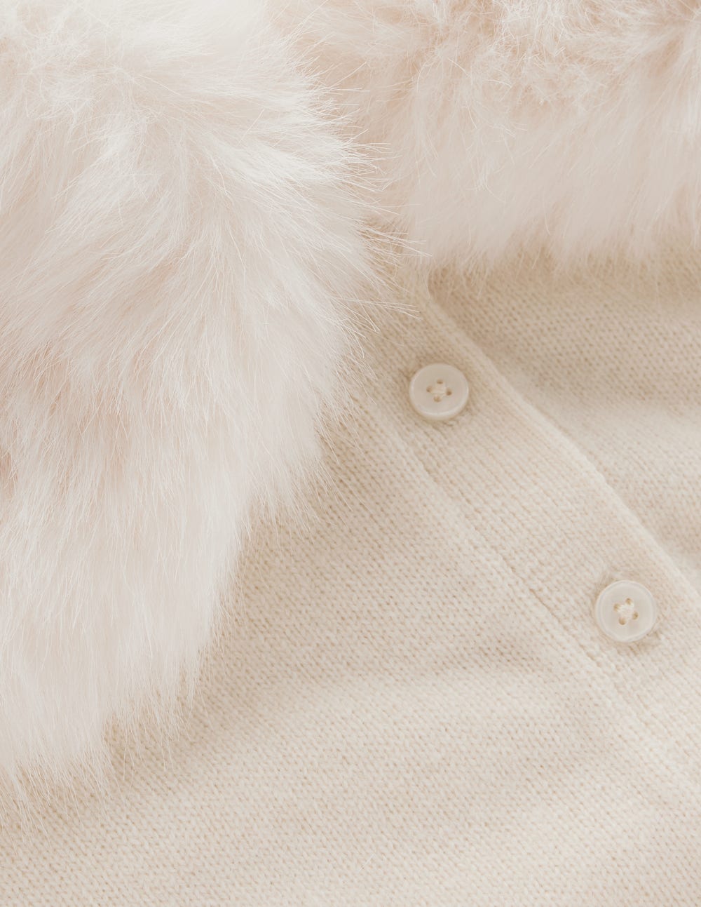 Fur Collar Cropped Cardigan-Warm Ivory - Image 8