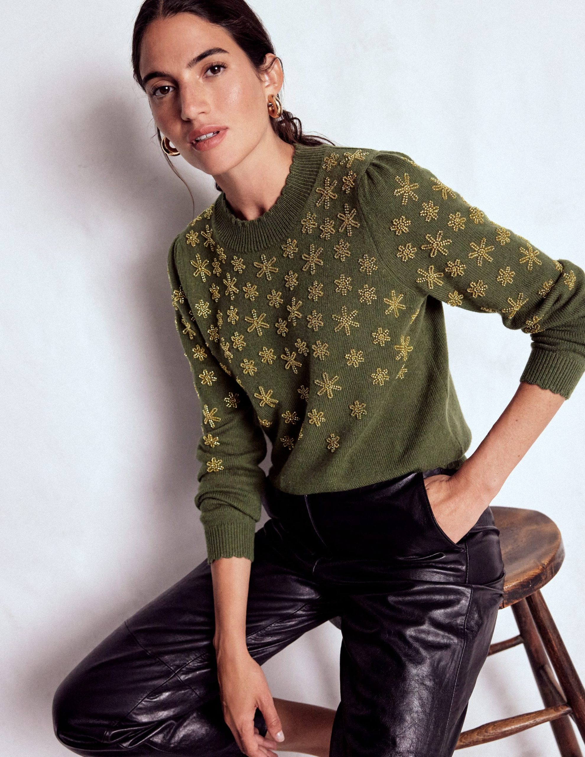 Elizabeth Embellished Sweater-Leaf Green - Image 2