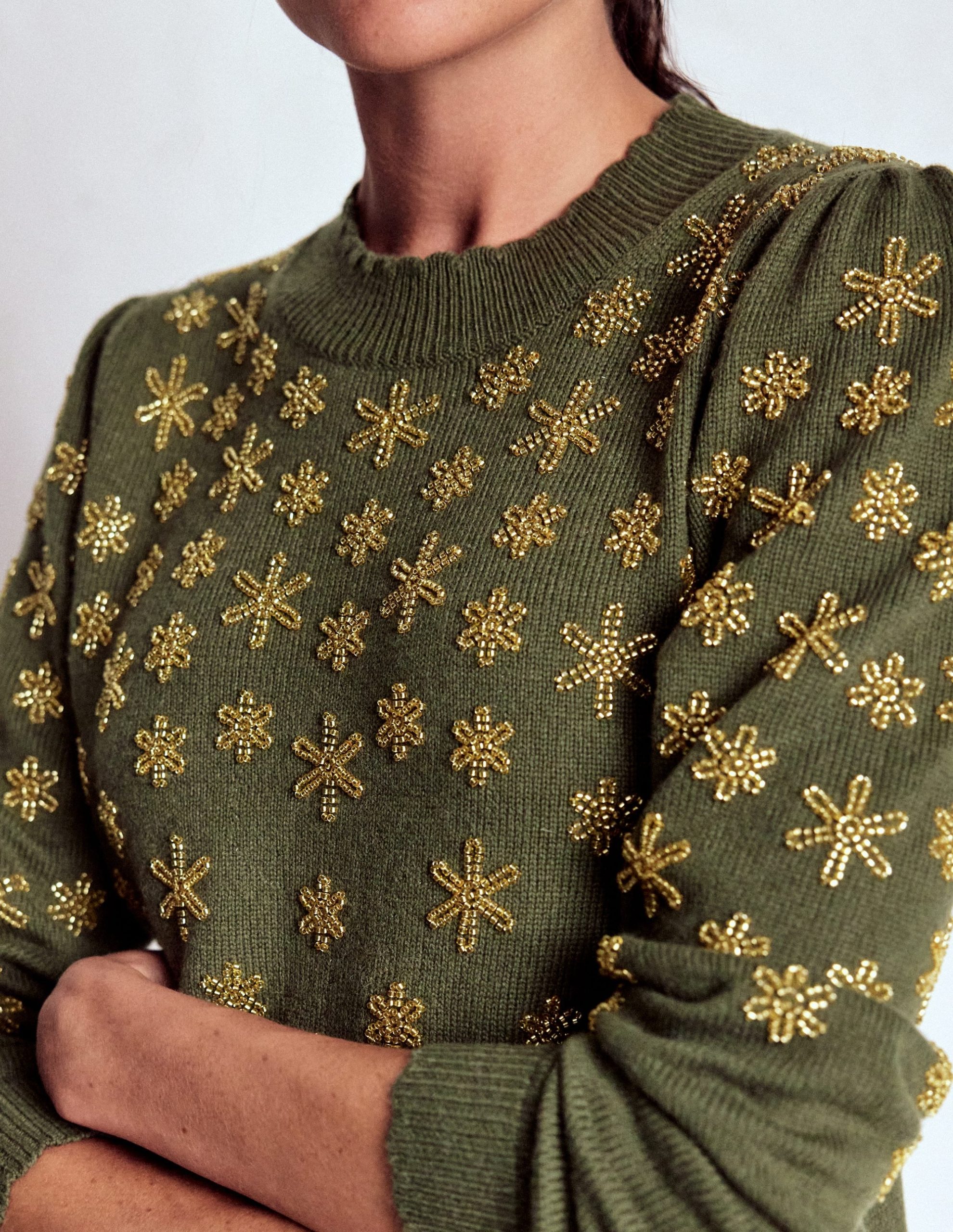 Elizabeth Embellished Sweater-Leaf Green - Image 3