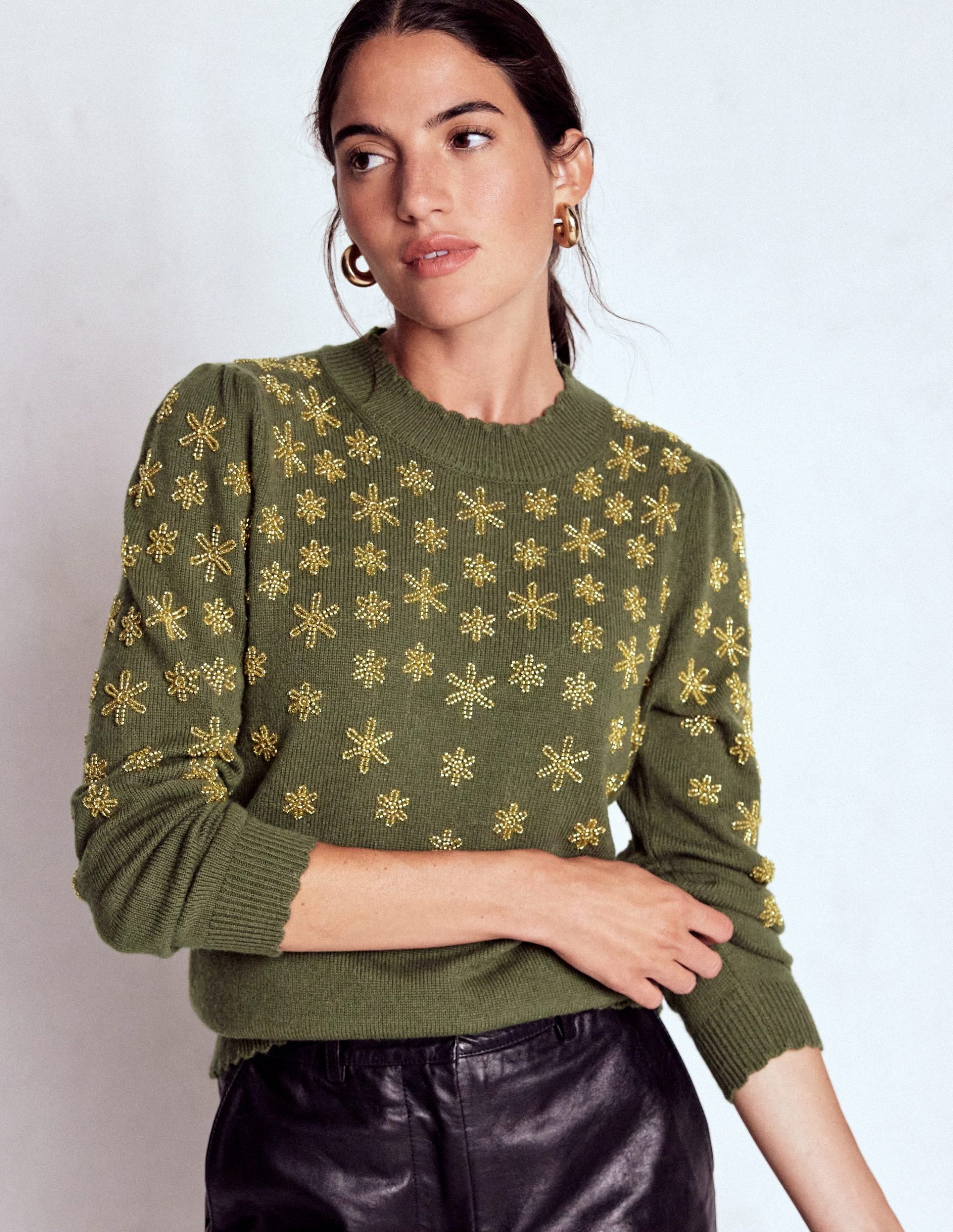 Elizabeth Embellished Sweater-Leaf Green - Image 5