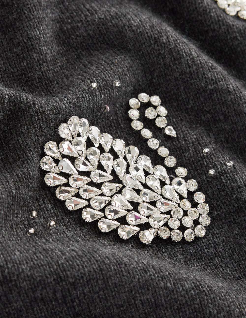 Elizabeth Embellished Sweater-Charcoal Melange Swans - Image 8