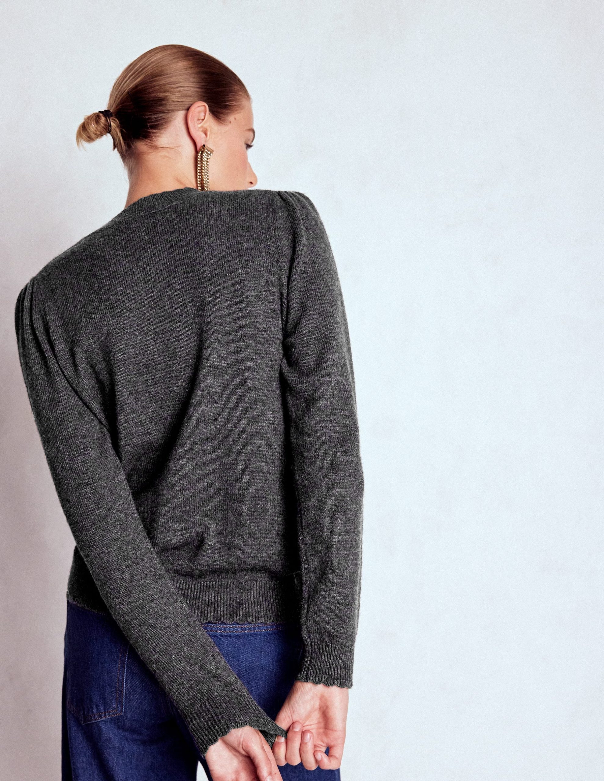 Elizabeth Embellished Sweater-Charcoal Melange Swans - Image 4