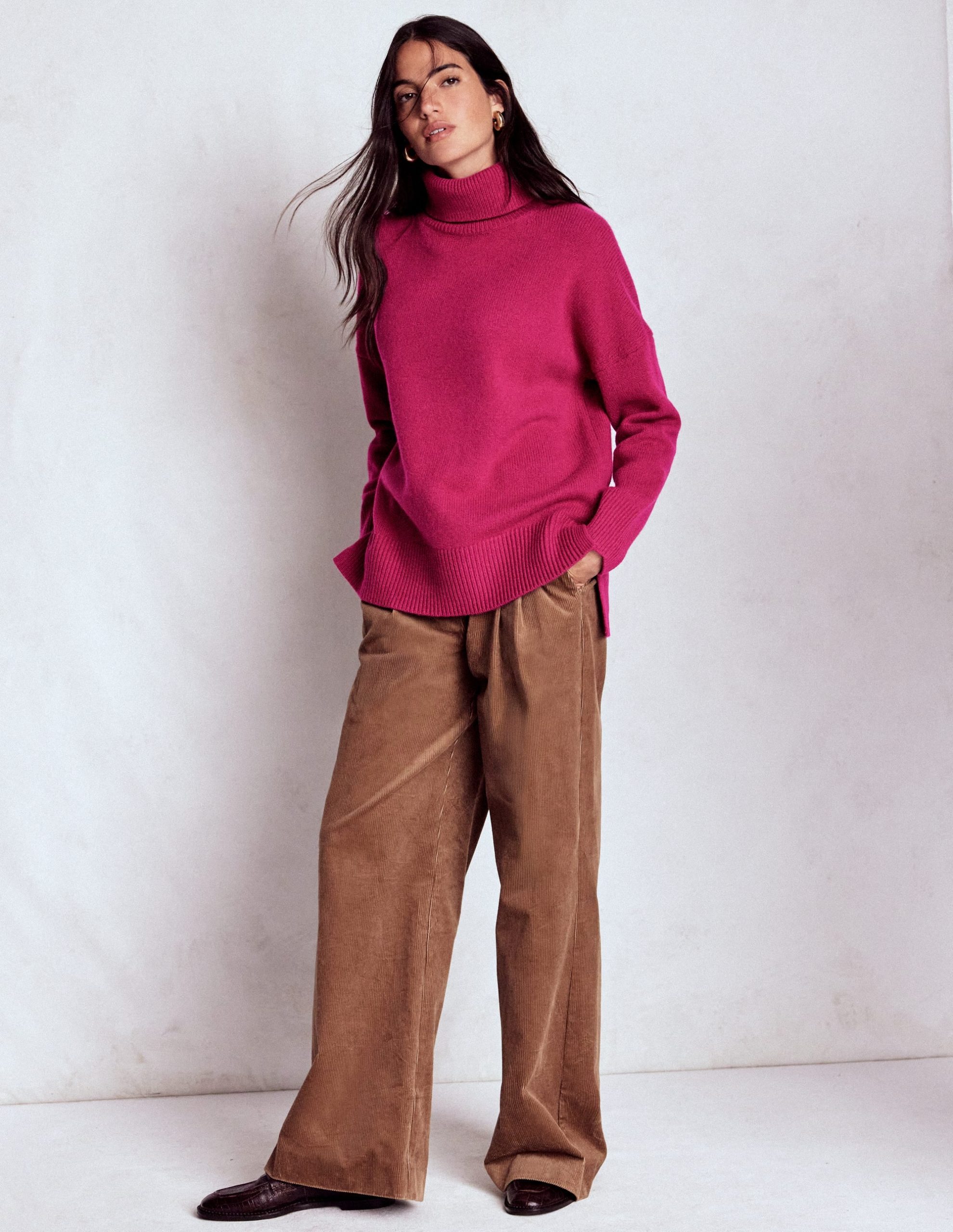 Polly Merino Roll Neck Sweater-Sorbet Pink - Image 4