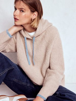 Bouclé Raglan Hoody-Chinchilla Melange