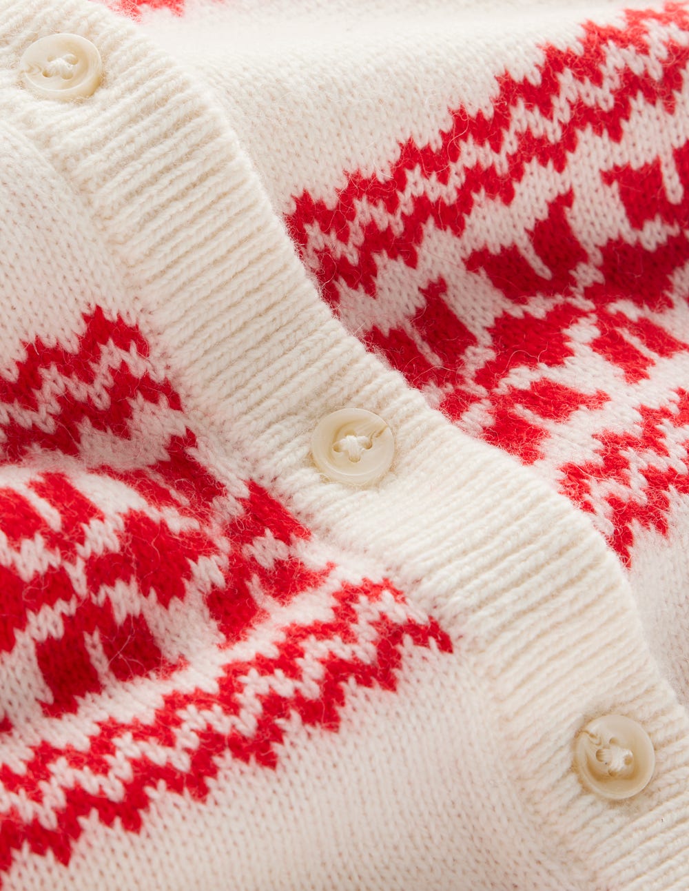 Edie Fair Isle Knitted Shirt-Warm Ivory. Red Fair Isle - Image 8