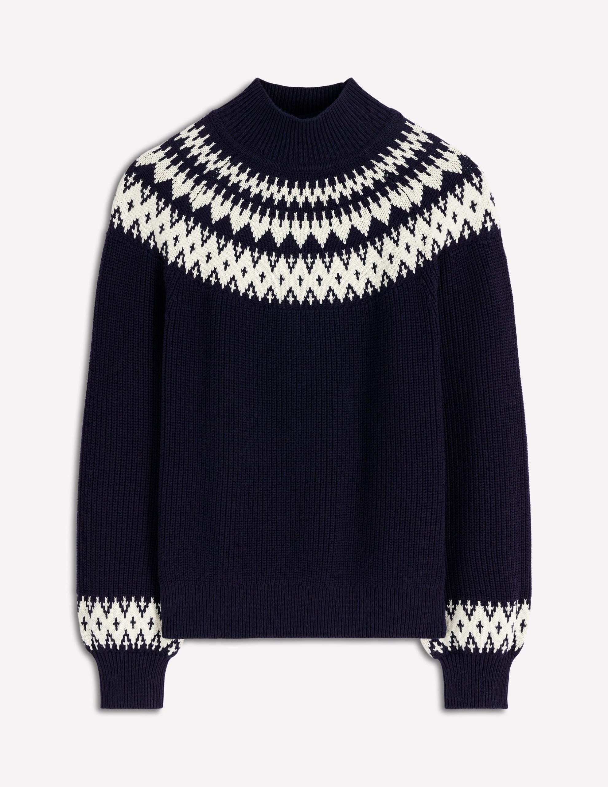 Bianca Cotton Ribbed Sweater-Navy Fair Isle - Image 7