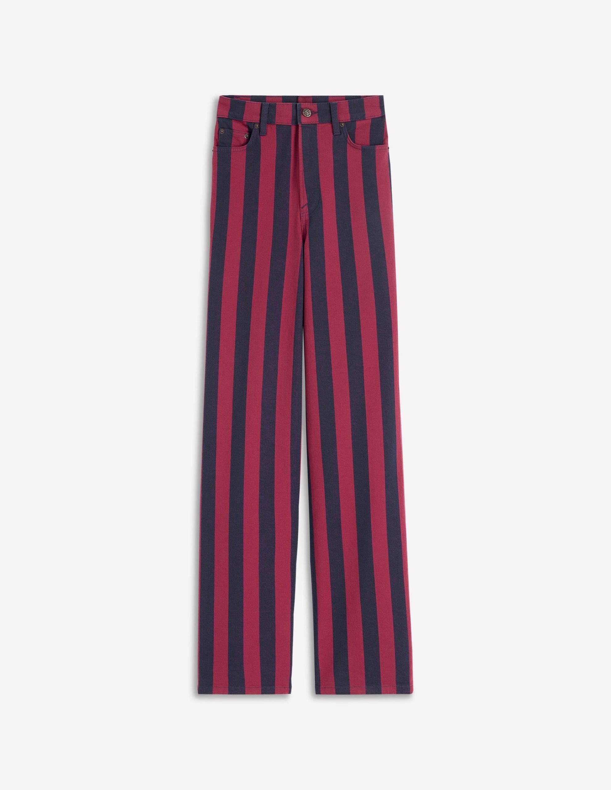 High Rise Column Leg Jeans-Red and Navy Stripe - Image 6