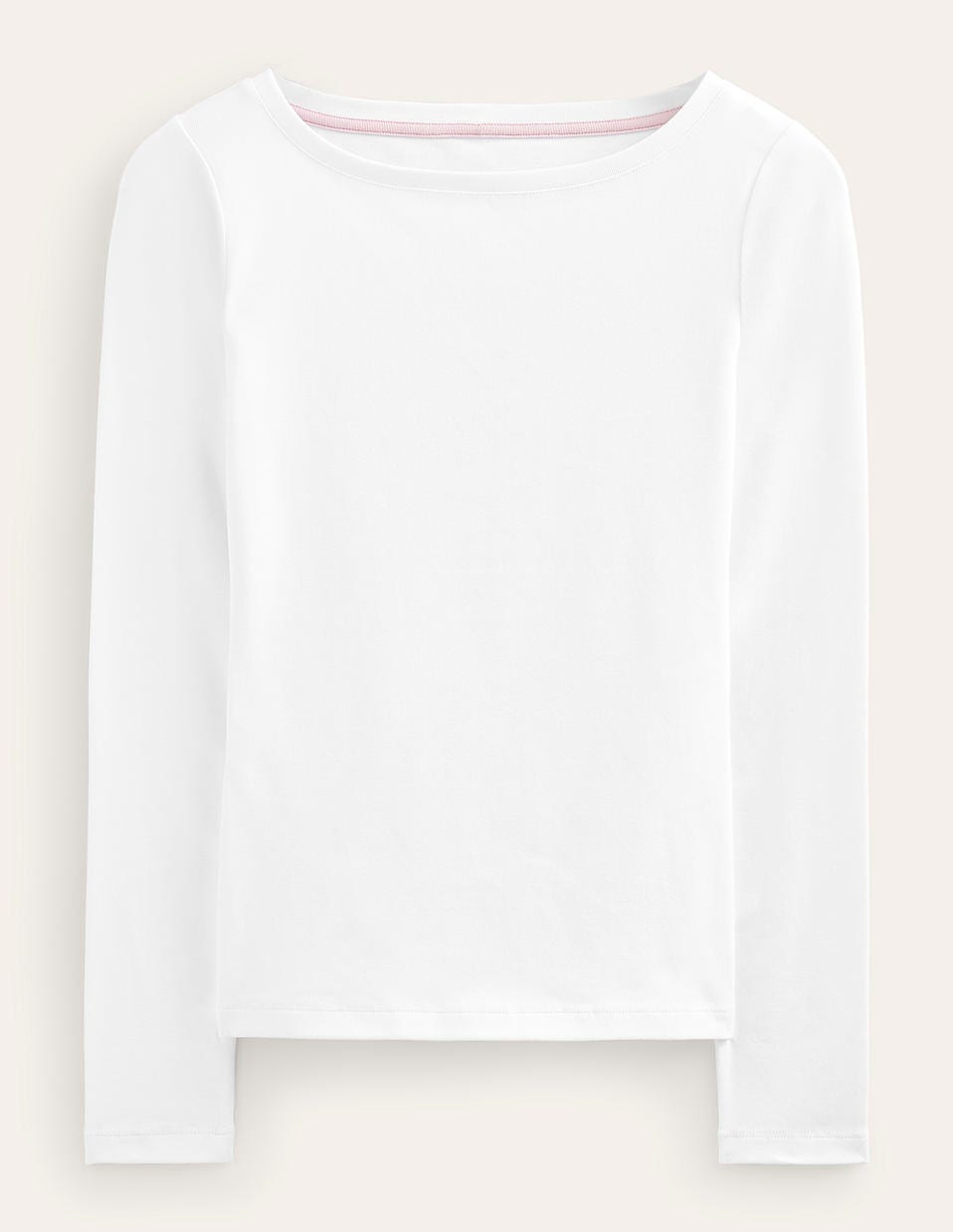 Essential Boat-Neck Jersey Top-White - Image 5