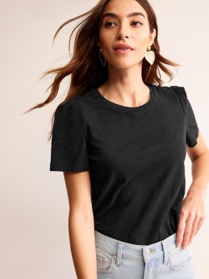 Cotton Puff Sleeve T-Shirt-Black