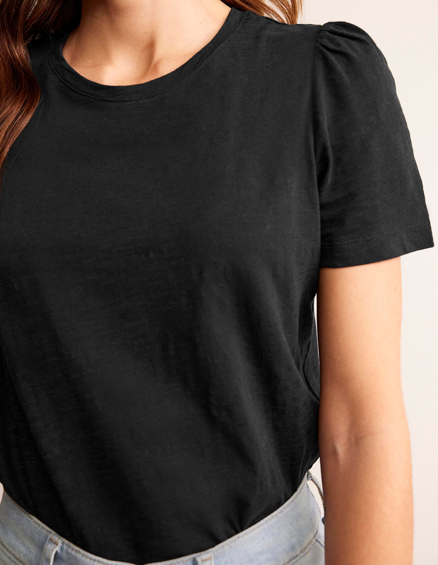Cotton Puff Sleeve T-Shirt-Black - Image 2