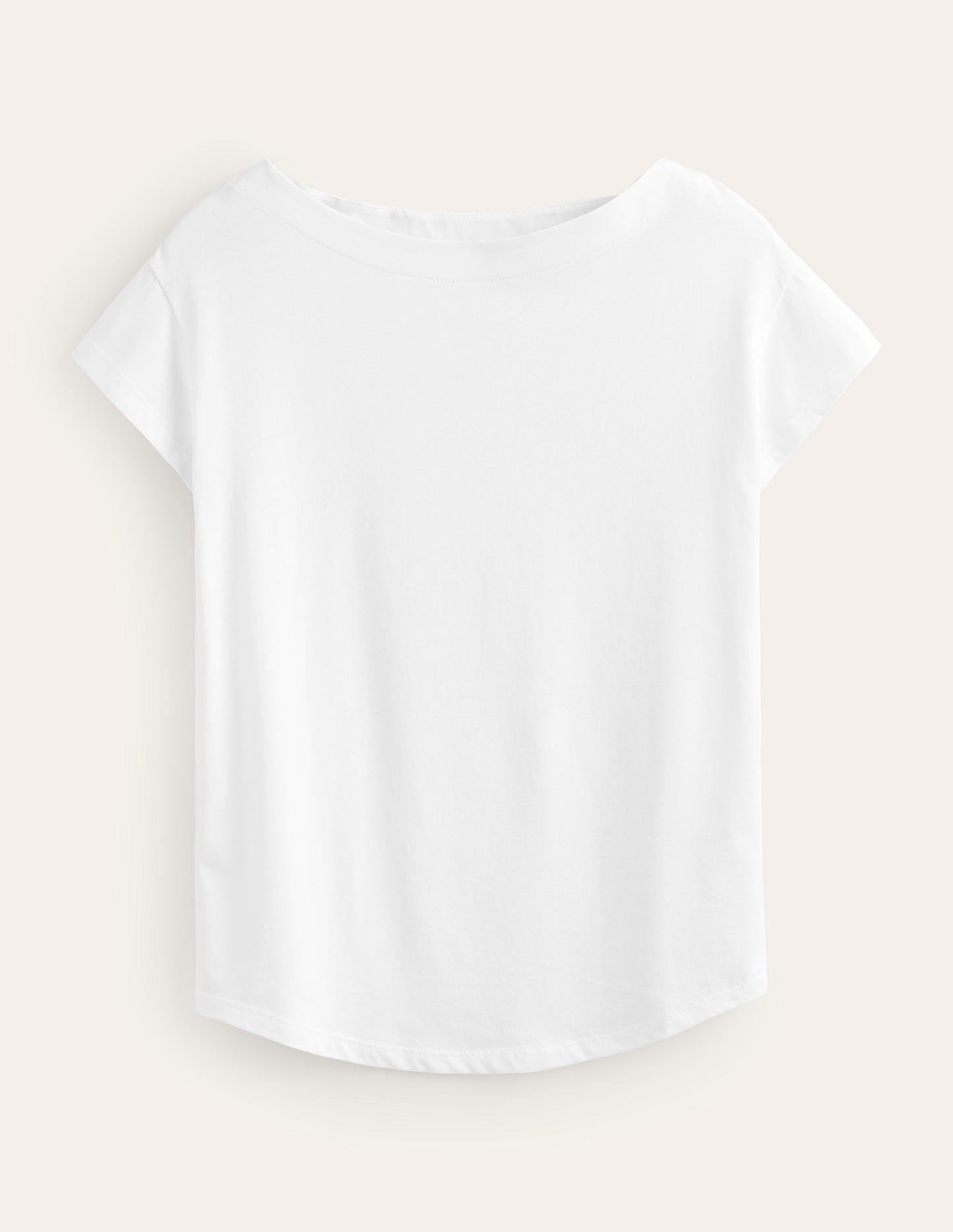 Supersoft Boat Neck T-Shirt-White - Image 5
