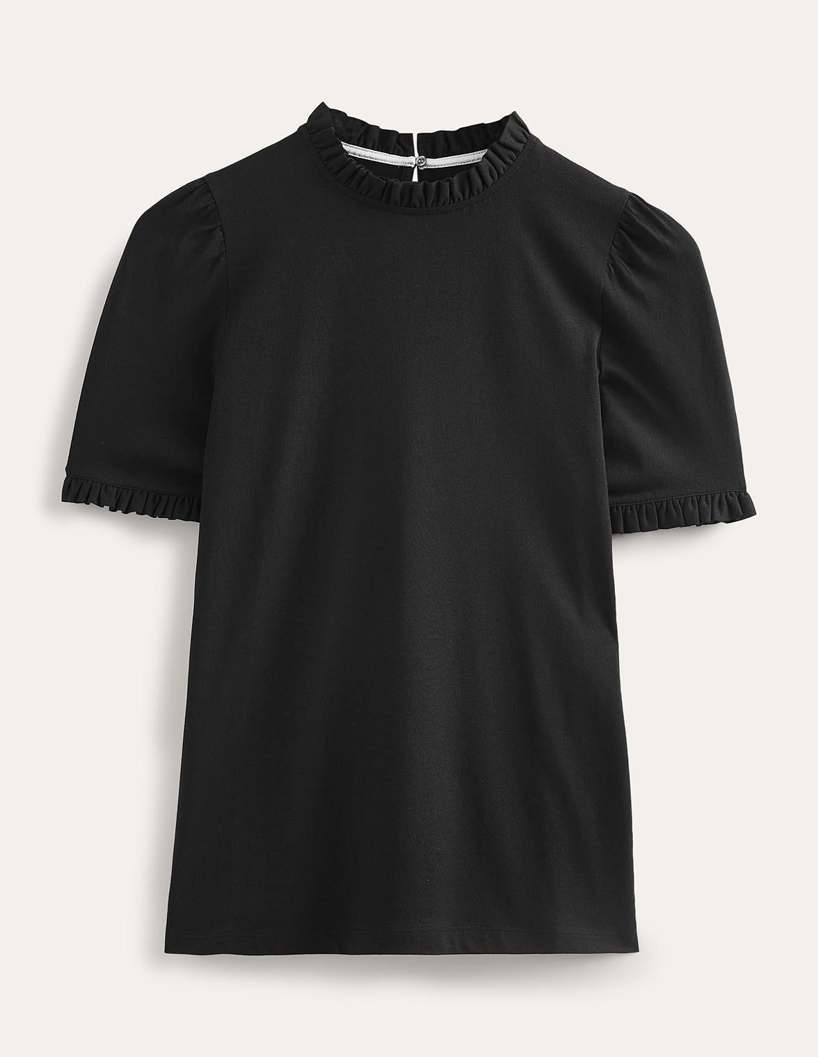 Supersoft Frill Detail T-shirt-Black - Image 5