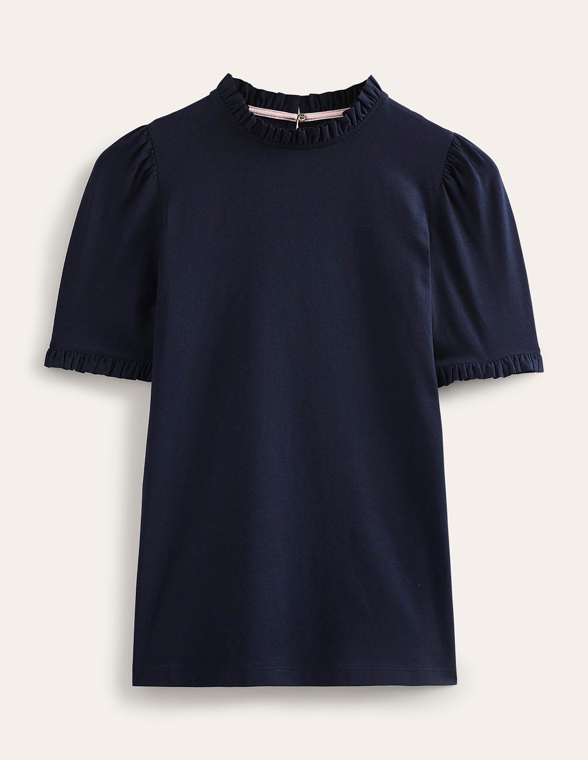Supersoft Frill Detail T-shirt-Navy - Image 5