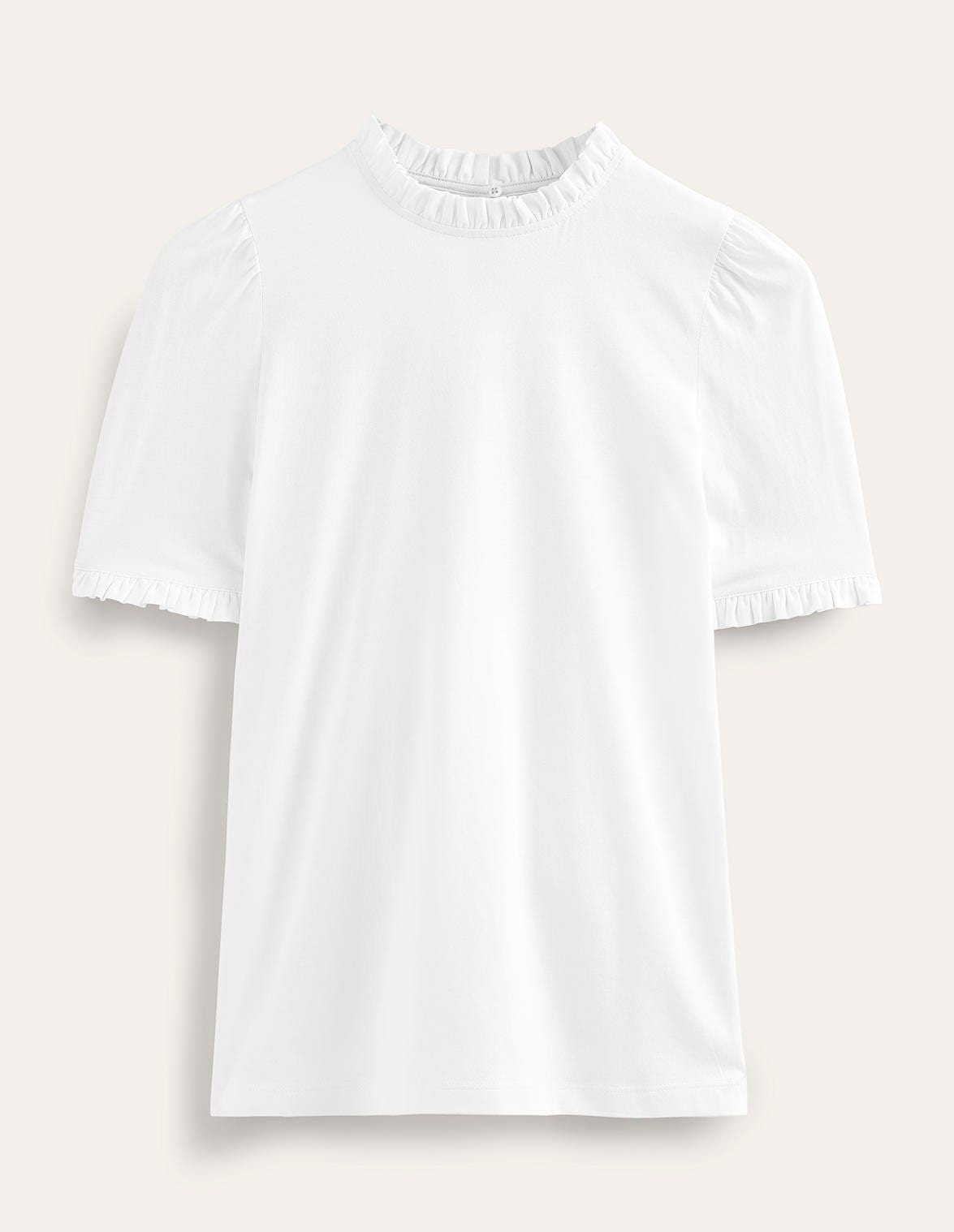 Supersoft Frill Detail T-shirt-White - Image 5