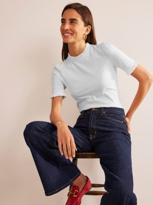 Supersoft Frill Detail T-shirt-White