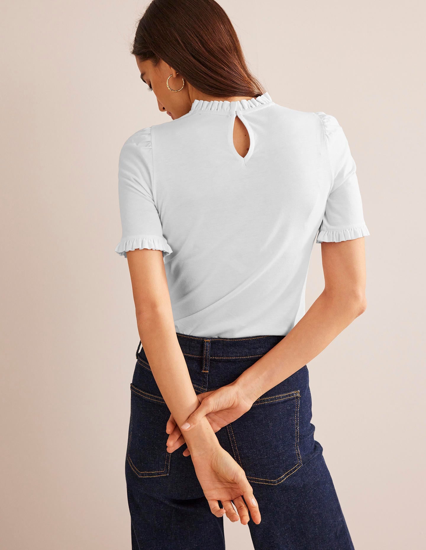Supersoft Frill Detail T-shirt-White - Image 3