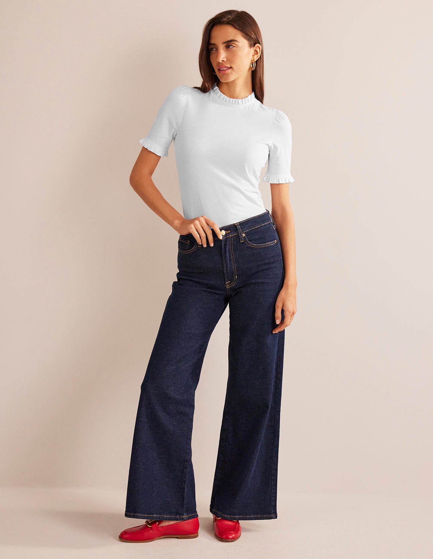 Supersoft Frill Detail T-shirt-White - Image 4