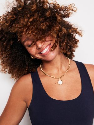 Double Layer Scoop Neck Vest-Navy