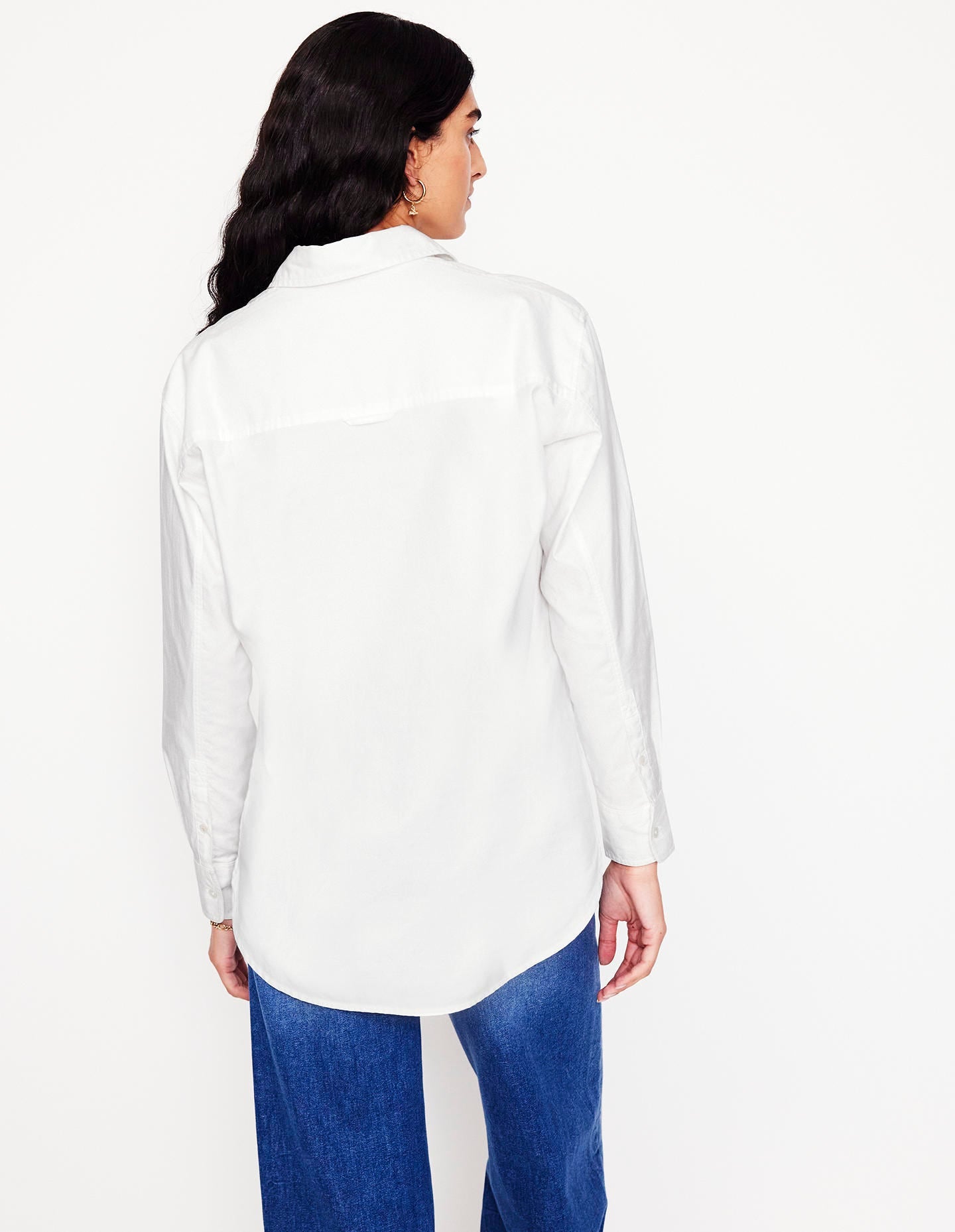Sadie Relaxed Cotton Shirt-White Oxford - Image 3