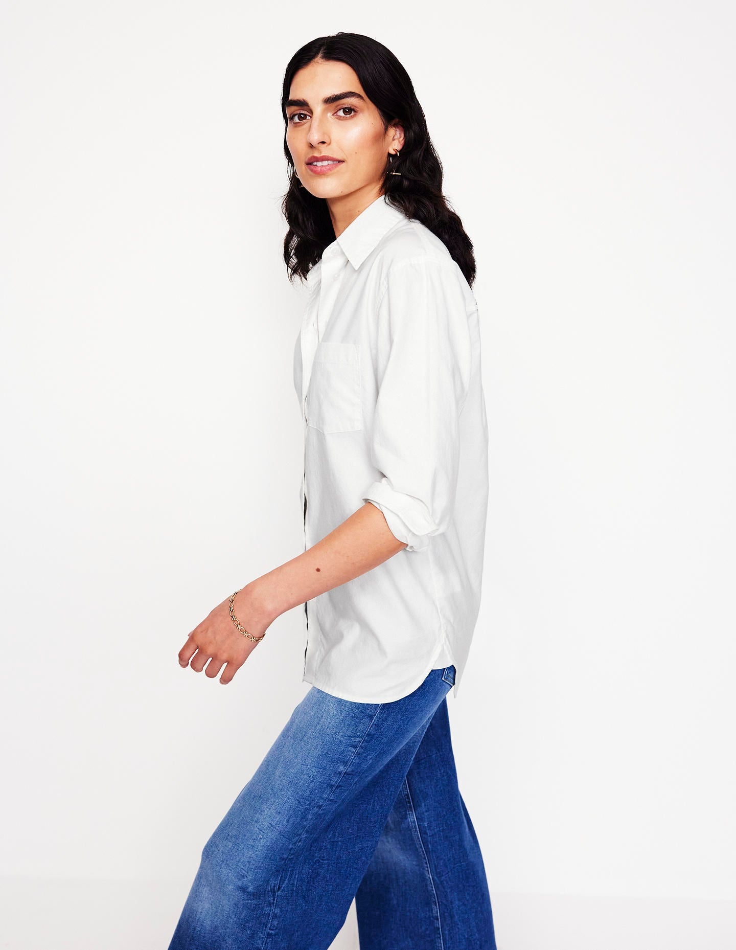 Sadie Relaxed Cotton Shirt-White Oxford - Image 4