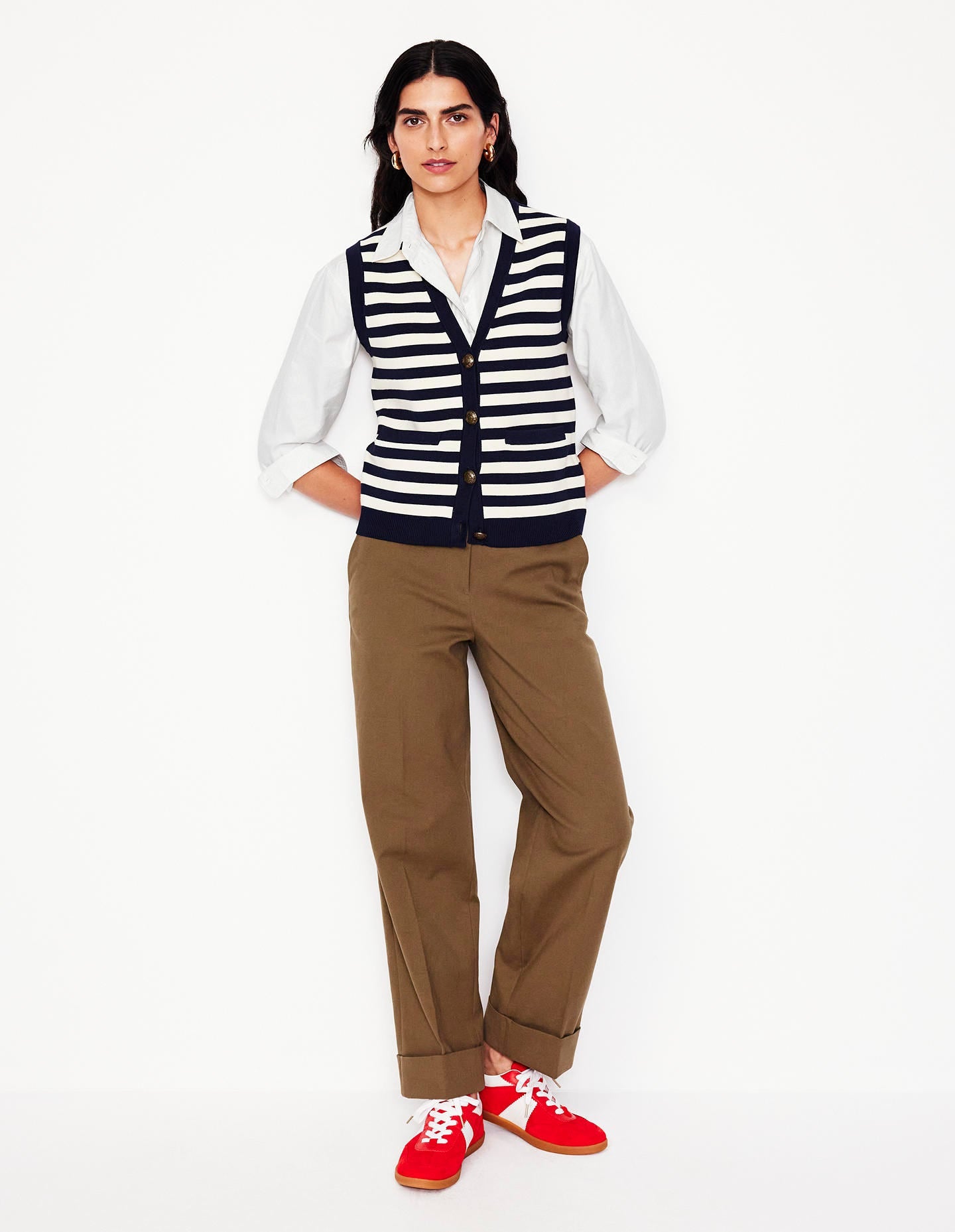 Sadie Relaxed Cotton Shirt-White Oxford - Image 6