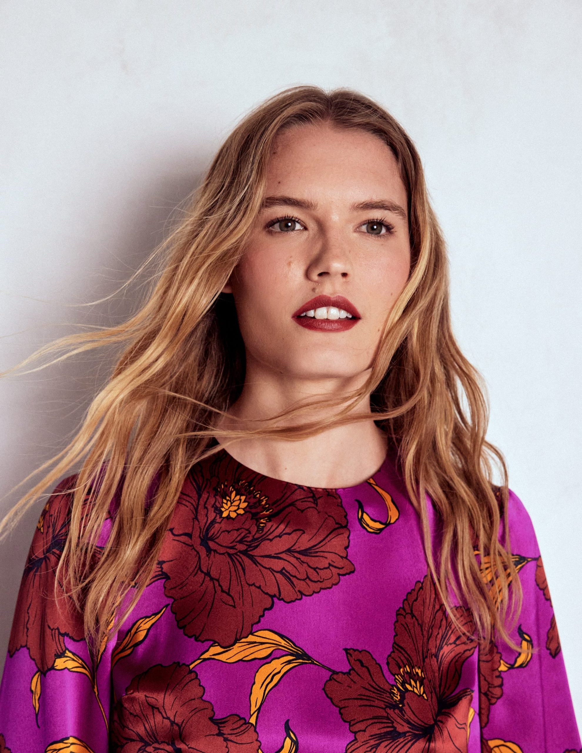 Faux Feather Trim Party Top-Purple Floral - Image 6