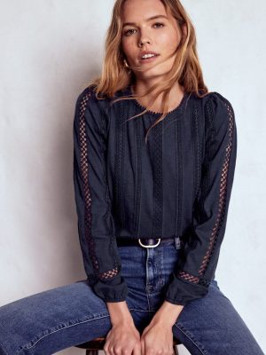 Imi Jersey Trim Top-Navy