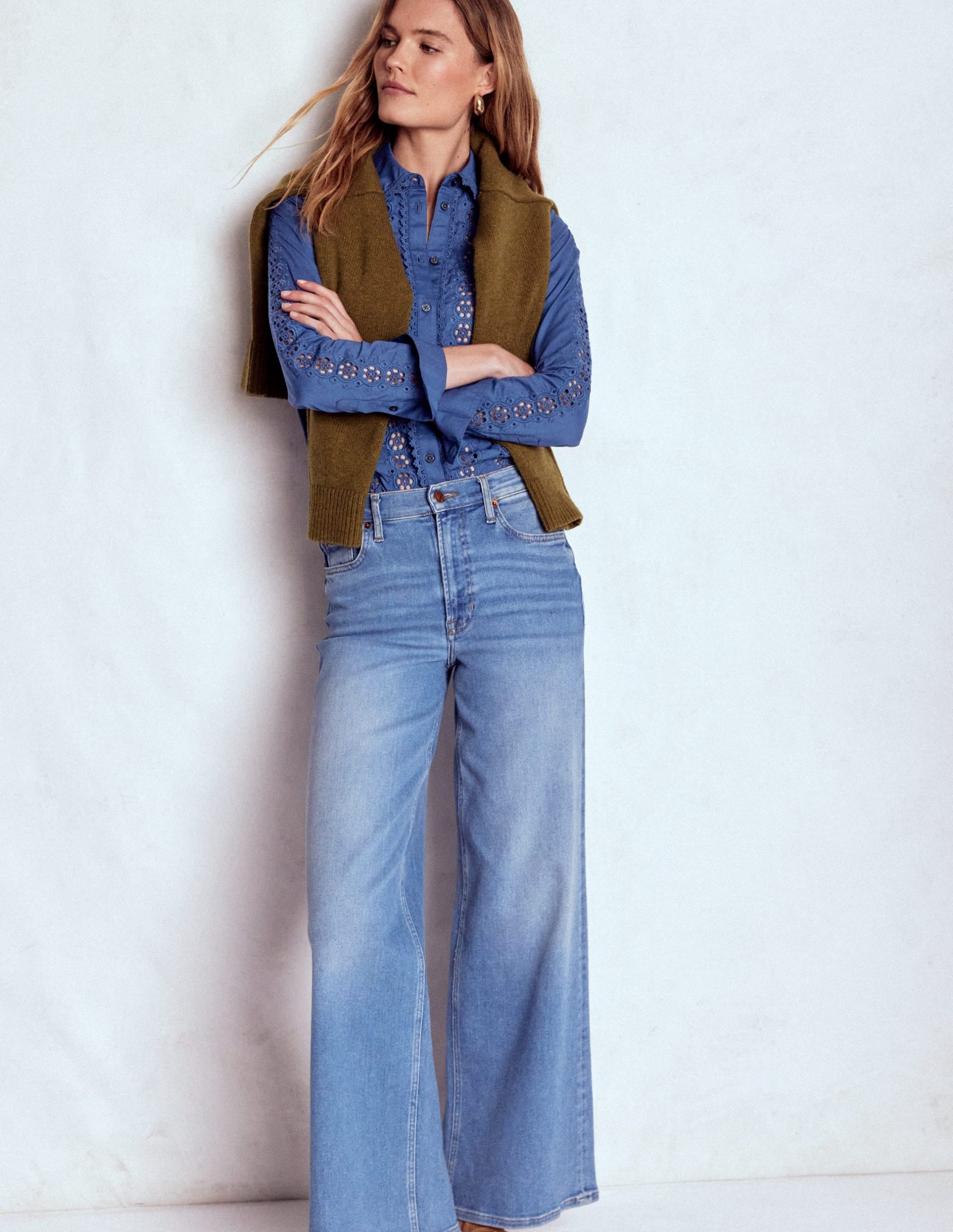 Sienna Broderie Detail Shirt-Denim Blue - Image 6