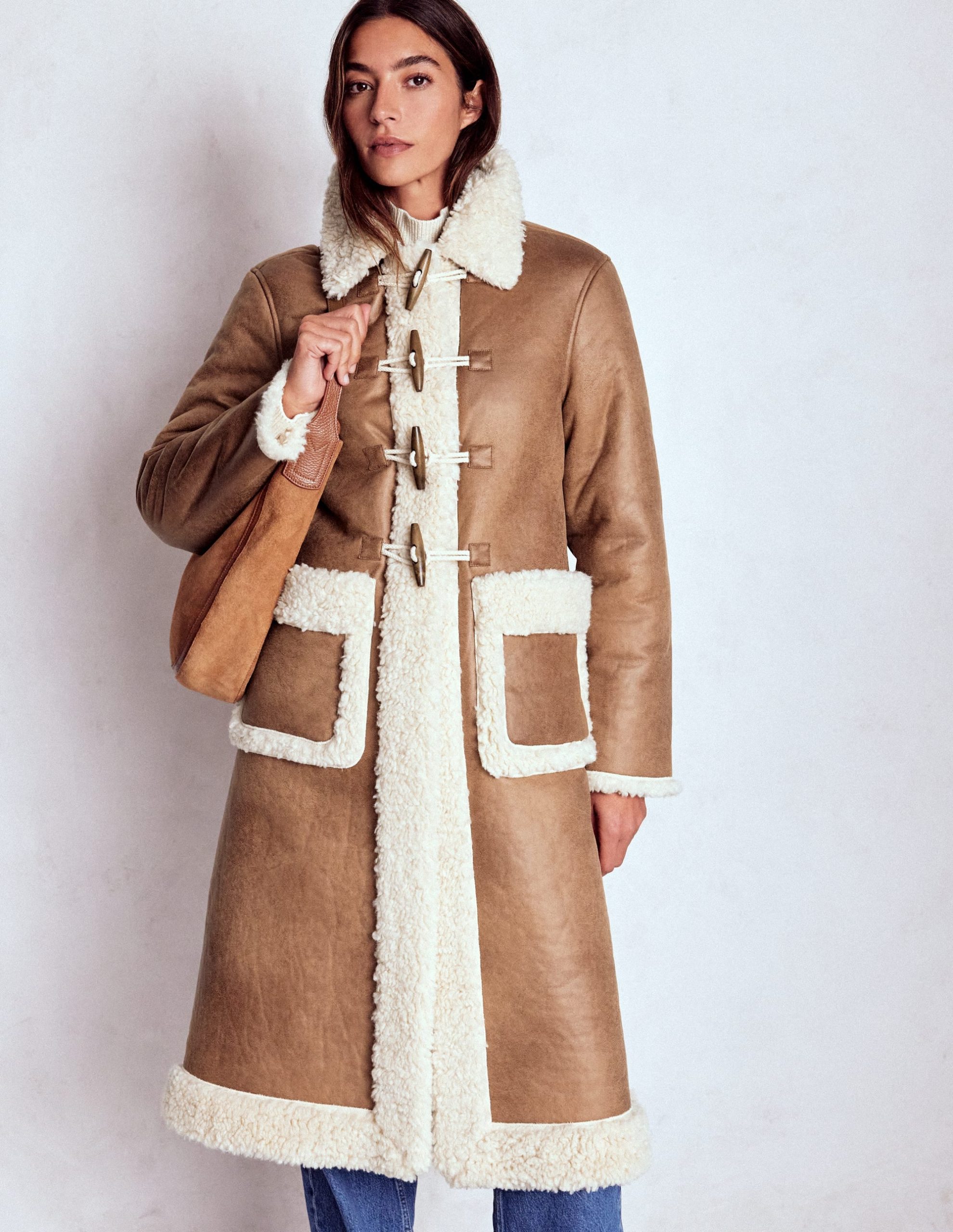 Shearling Duffle Coat-Camel. Natural Borg - Image 6