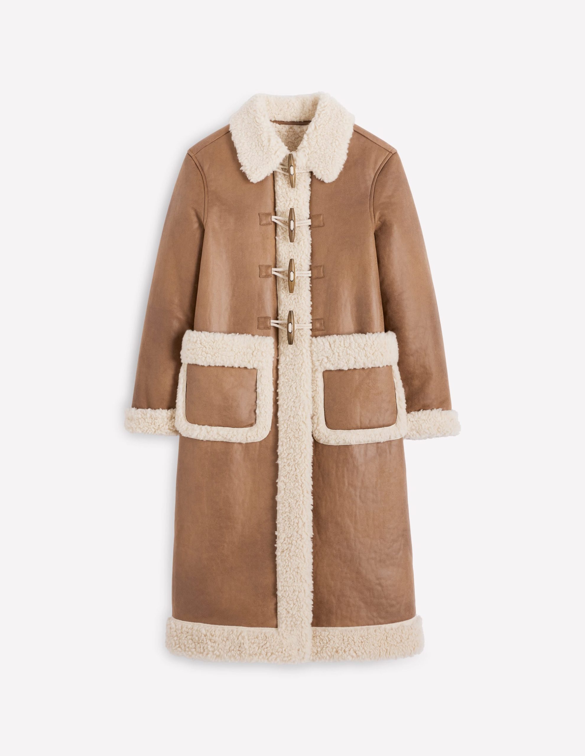 Shearling Duffle Coat-Camel. Natural Borg - Image 7