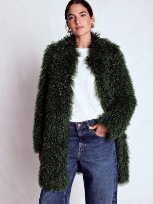 Faux Fur Coat-Kale Leaf. Faux Fur