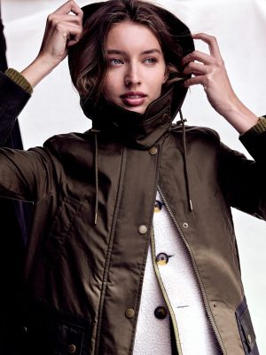 Longline Wax Coat-Navy Khaki Colourblock