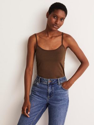 Plain Cami Top-Deep Brown