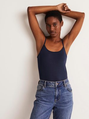 Plain Cami Top-Navy